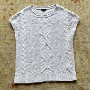 Vintage Talbots Cotton Linen Cap Sleeve Crochet Cable Knit Summer Sweater, MP